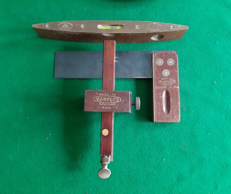 MARPLES MARKING GAUGE, LEVEL AND SQUARE VGC - Click Image to Close