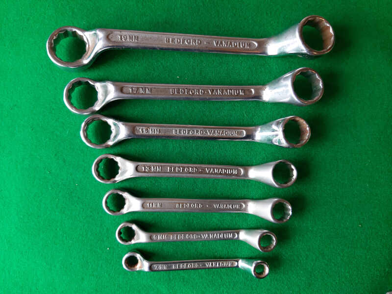 BEDFORD METRIC SHORT TYPE RING SPANNER SET 6MM TO 19MM - Click Image to Close